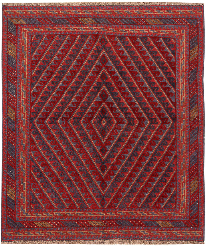 Dark Red Mashwani 3' 9 x 4' 3 - No. 63795 - ALRUG Rug Store