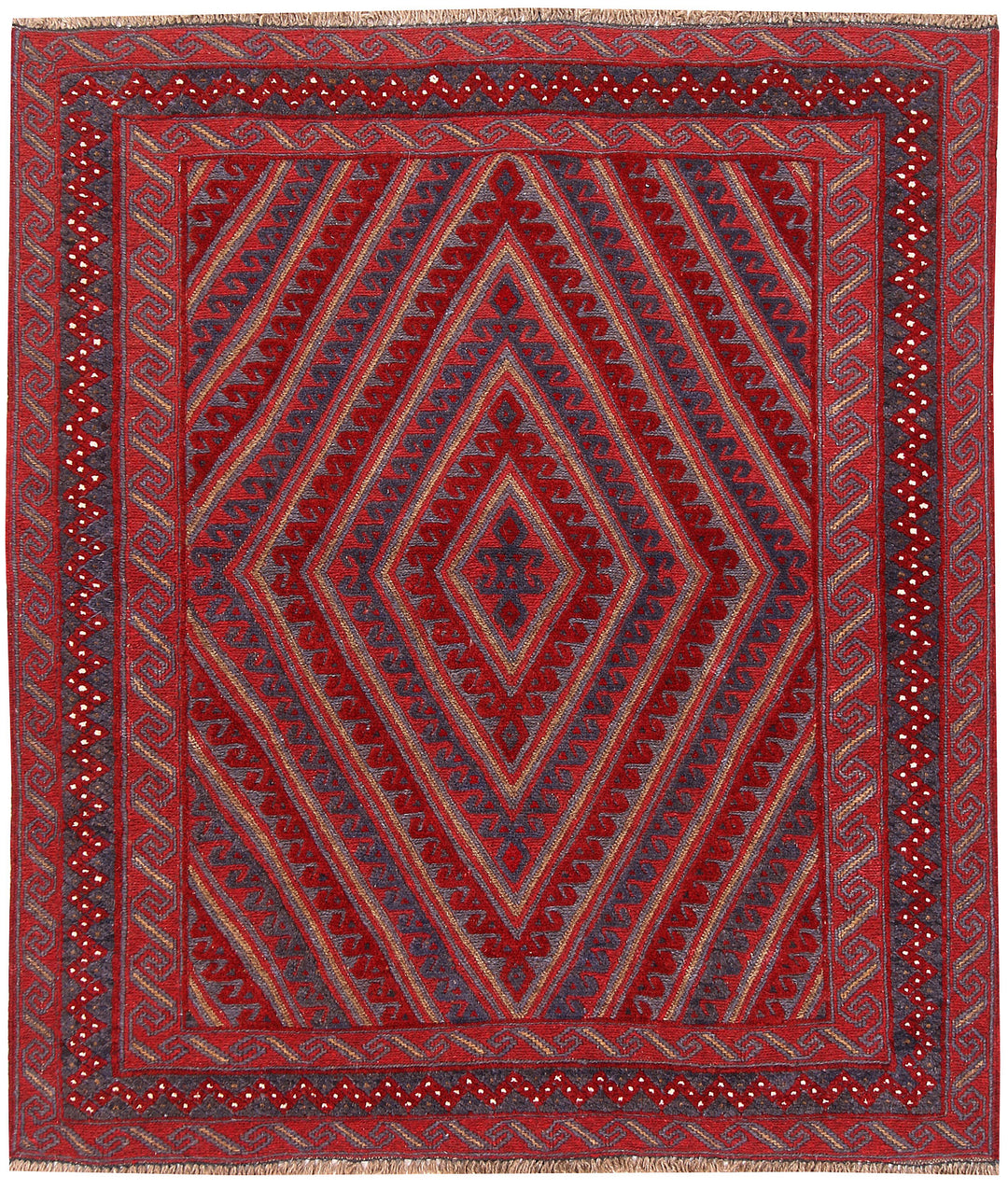 Afghan Mashwani Rug 3' 9" x 4' 4" Hand-Knotted