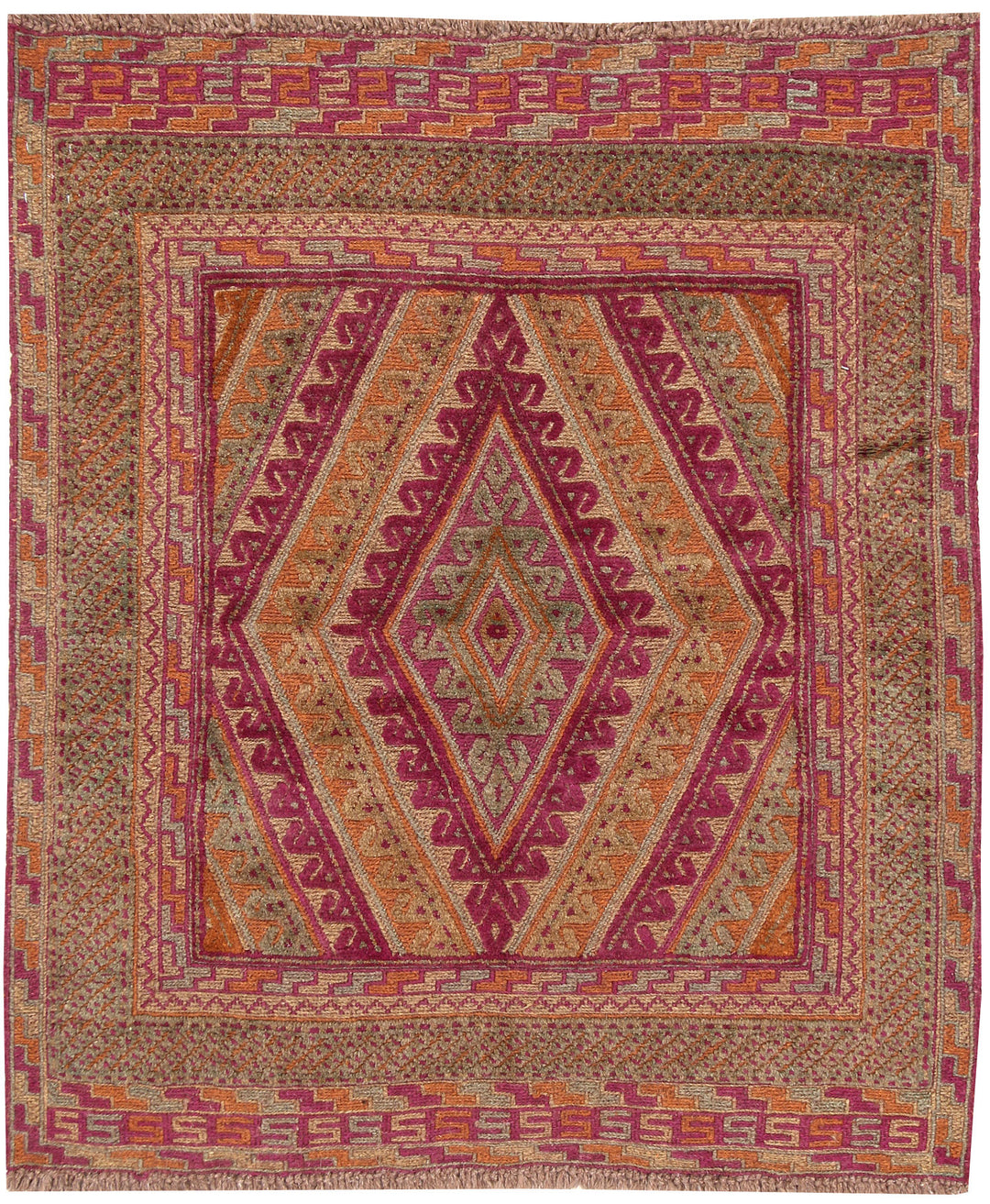 Afghan Mashwani Rug 3'7" x 4'2" Hand-Knotted
