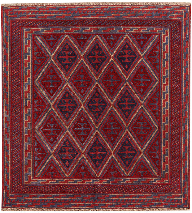 Dark Red Mashwani 3' 8 x 4' - No. 63860 - ALRUG Rug Store