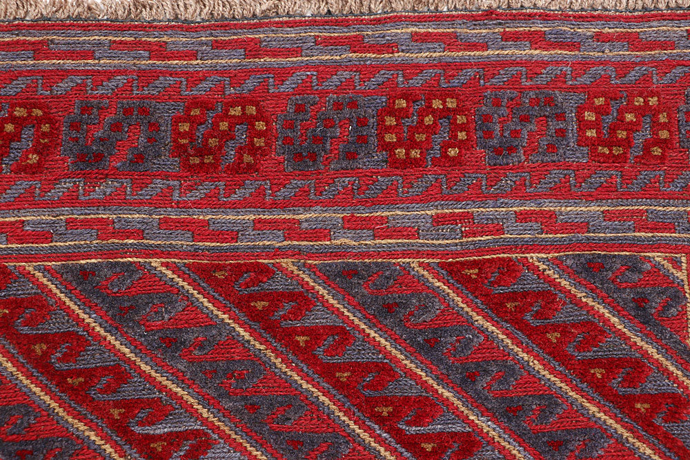 Dark Red Mashwani 3' 9 x 4' 4 - No. 63865 - ALRUG Rug Store