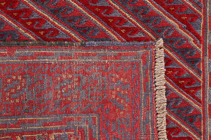 Dark Red Mashwani 3' 9 x 4' 4 - No. 63865 - ALRUG Rug Store