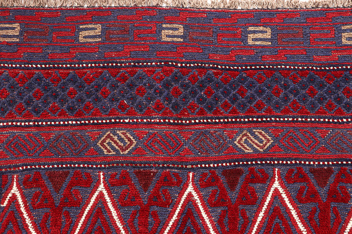 Dark Red Mashwani 4' x 4' 2 - No. 63866 - ALRUG Rug Store
