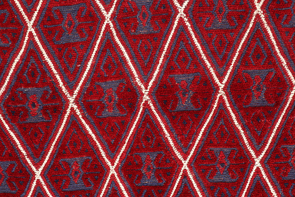 Dark Red Mashwani 4' x 4' 2 - No. 63866 - ALRUG Rug Store