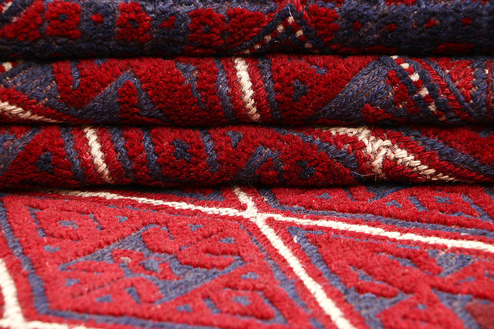 Dark Red Mashwani 4' x 4' 2 - No. 63866 - ALRUG Rug Store