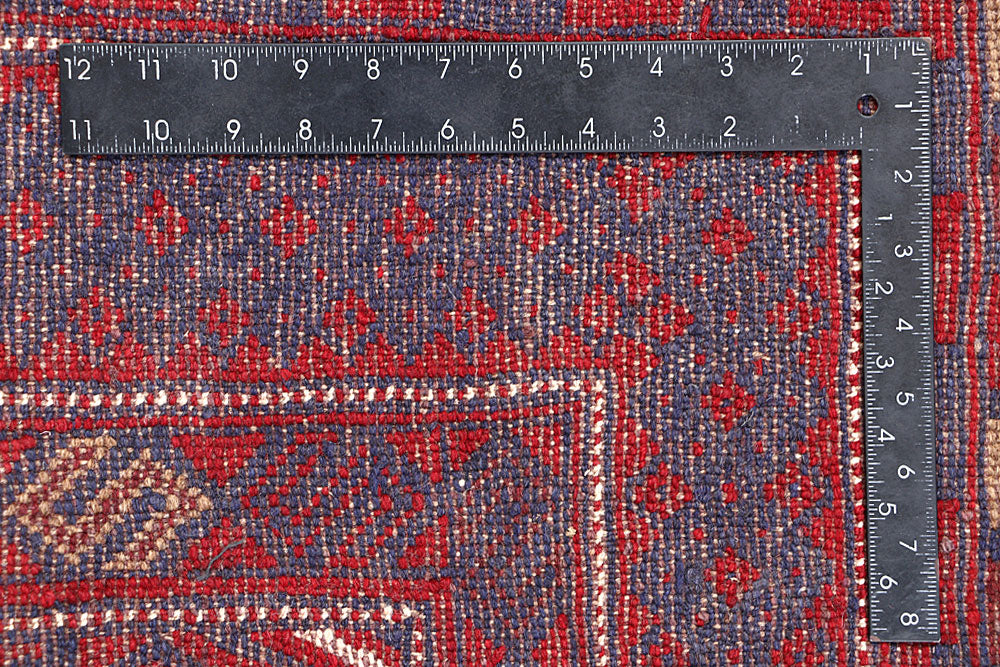 Dark Red Mashwani 4' x 4' 2 - No. 63866 - ALRUG Rug Store