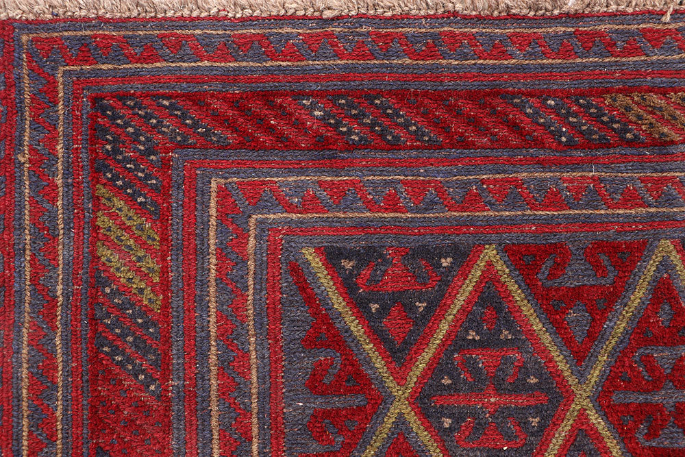 Dark Red Mashwani 3' 7 x 4' - No. 63870 - ALRUG Rug Store