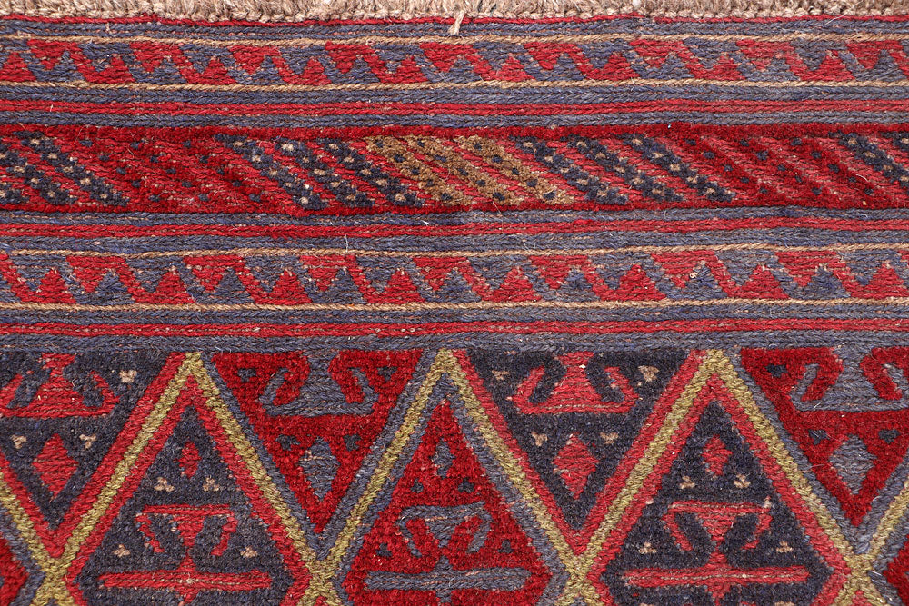 Dark Red Mashwani 3' 7 x 4' - No. 63870 - ALRUG Rug Store