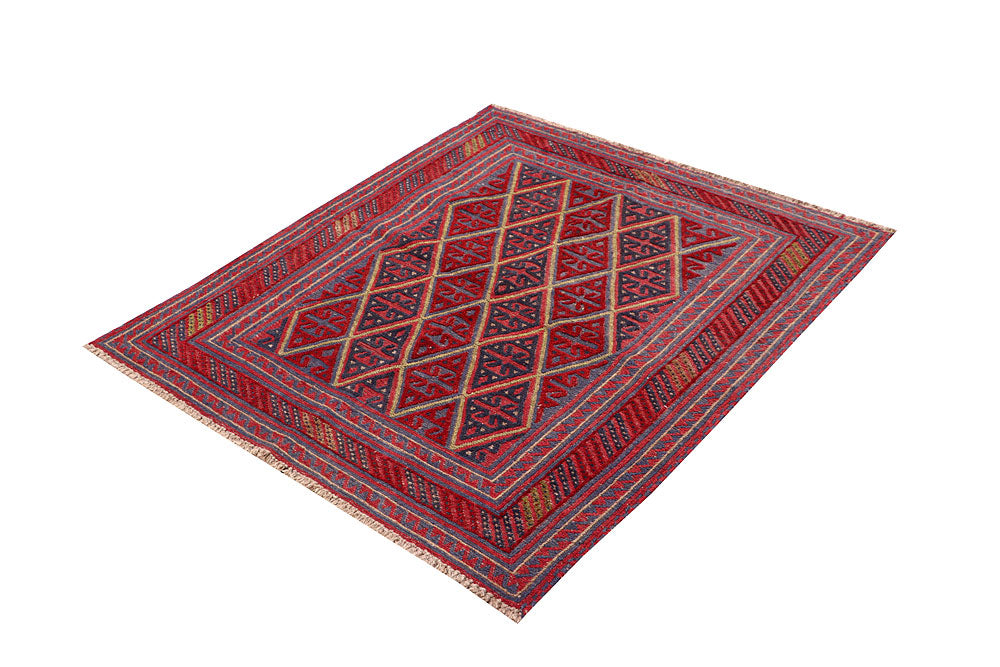 Dark Red Mashwani 3' 7 x 4' - No. 63870 - ALRUG Rug Store