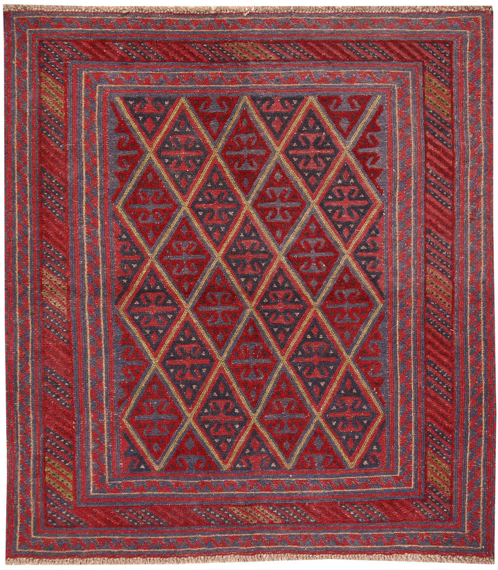 Dark Red Mashwani 3' 7 x 4' - No. 63870 - ALRUG Rug Store