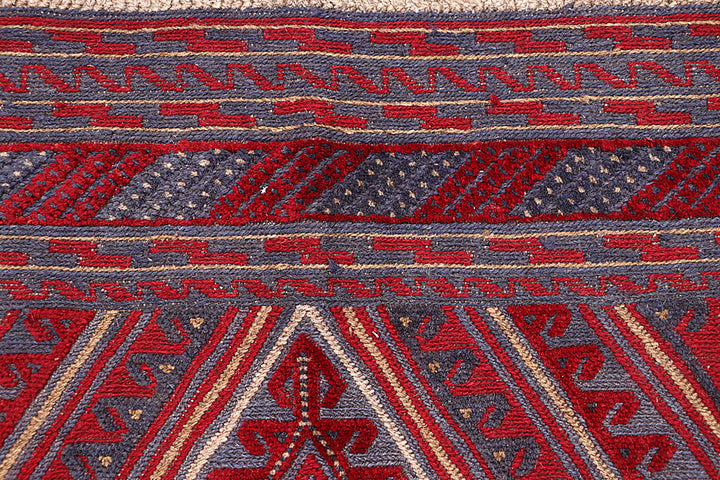 Dark Red Mashwani 3' 7 x 3' 10 - No. 63876 - ALRUG Rug Store