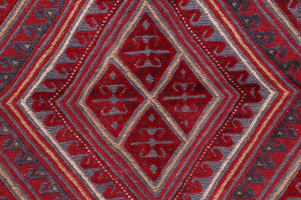Dark Red Mashwani 3' 7 x 3' 10 - No. 63876 - ALRUG Rug Store