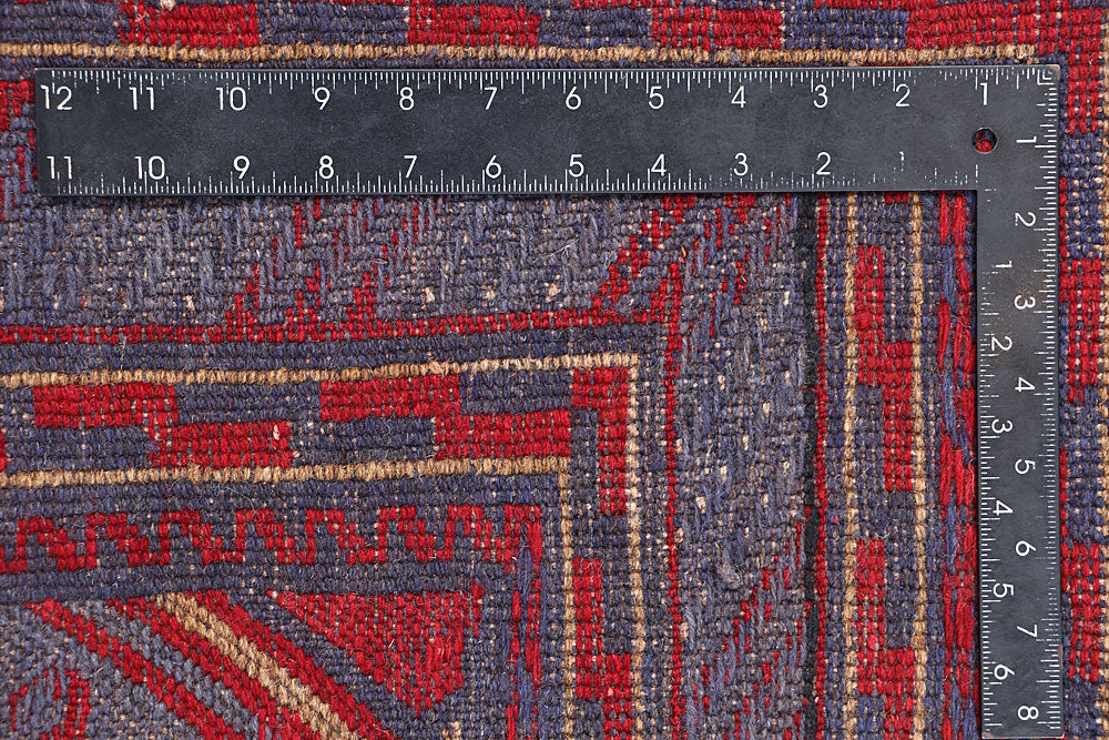 Dark Red Mashwani 3' 7 x 3' 10 - No. 63876 - ALRUG Rug Store