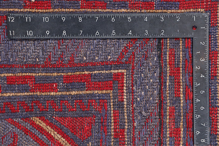 Dark Red Mashwani 3' 7 x 3' 10 - No. 63876 - ALRUG Rug Store