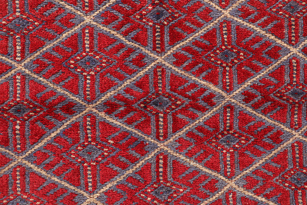 Dark Red Mashwani 3' 9 x 4' 2 - No. 63877 - ALRUG Rug Store