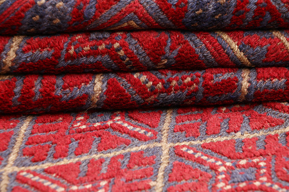 Dark Red Mashwani 3' 9 x 4' 2 - No. 63877 - ALRUG Rug Store