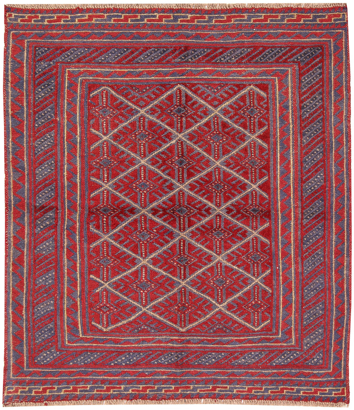 Dark Red Mashwani 3' 9 x 4' 2 - No. 63877 - ALRUG Rug Store