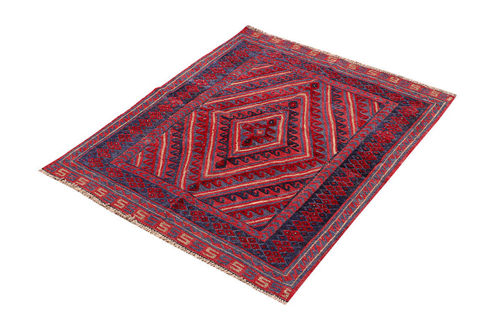 Dark Red Mashwani 3' 6 x 4' - No. 63879 - ALRUG Rug Store