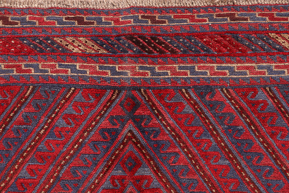 Dark Red Mashwani 3' 10 x 4' 4 - No. 63888 - ALRUG Rug Store