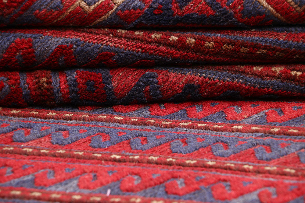 Dark Red Mashwani 3' 10 x 4' 4 - No. 63888 - ALRUG Rug Store