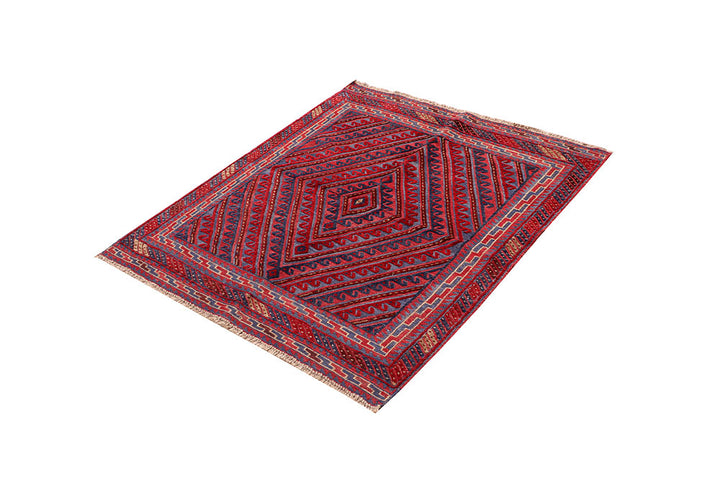 Dark Red Mashwani 3' 10 x 4' 4 - No. 63888 - ALRUG Rug Store
