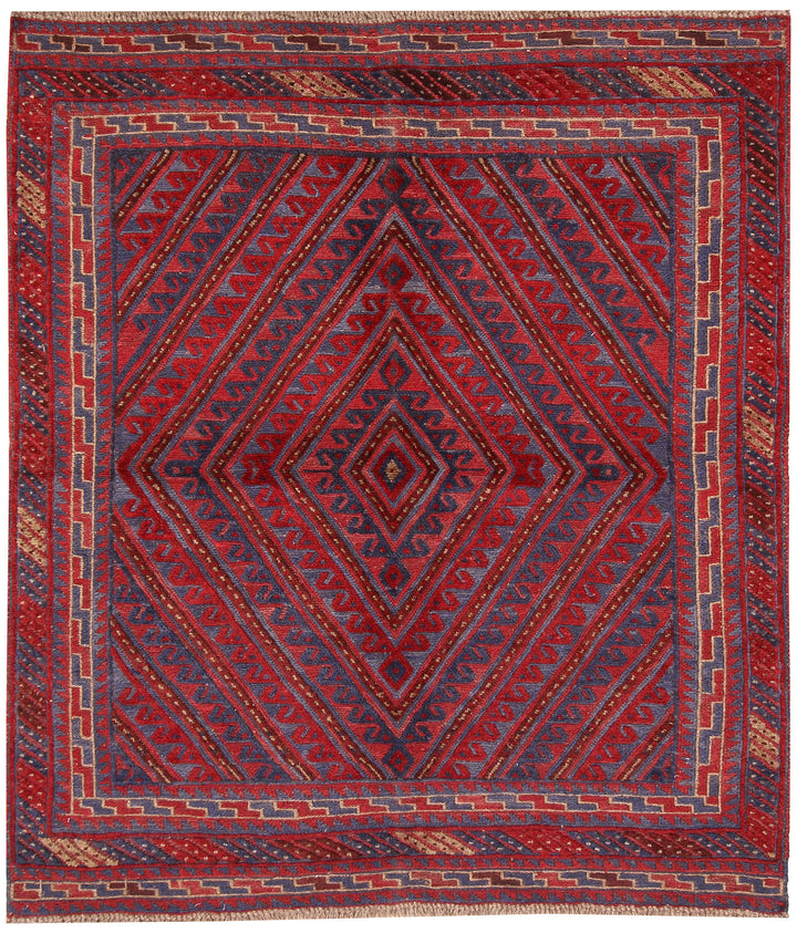 Dark Red Mashwani 3' 10 x 4' 4 - No. 63888 - ALRUG Rug Store