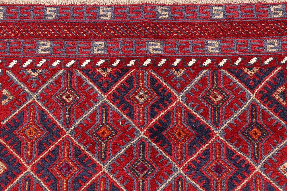 Dark Red Mashwani 3' 8 x 3' 10 - No. 63891 - ALRUG Rug Store