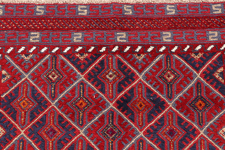 Dark Red Mashwani 3' 8 x 3' 10 - No. 63891 - ALRUG Rug Store