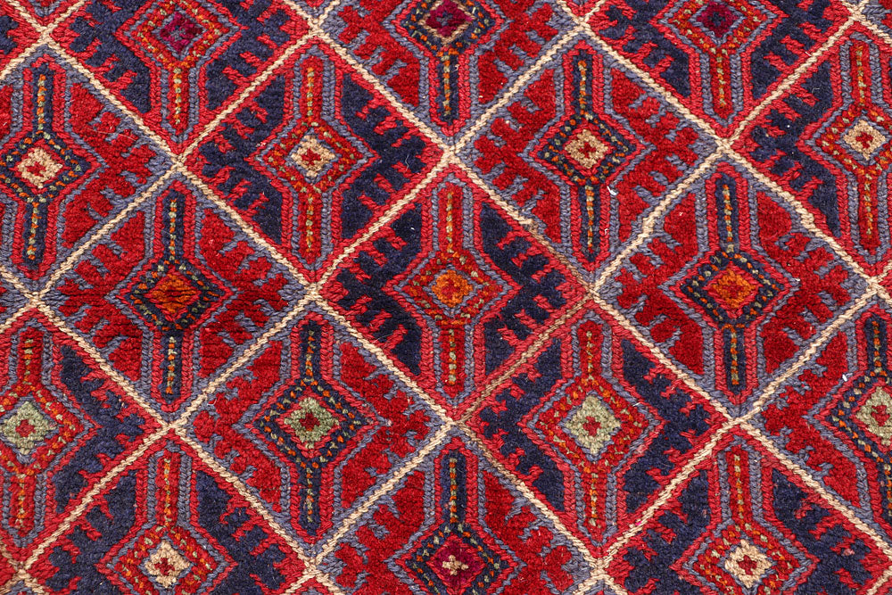 Dark Red Mashwani 3' 8 x 3' 10 - No. 63891 - ALRUG Rug Store