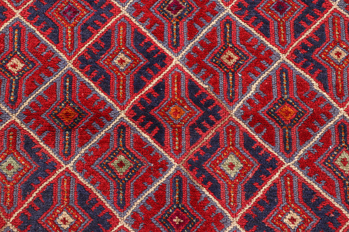 Dark Red Mashwani 3' 8 x 3' 10 - No. 63891 - ALRUG Rug Store