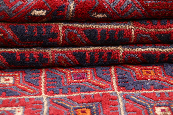 Dark Red Mashwani 3' 8 x 3' 10 - No. 63891 - ALRUG Rug Store