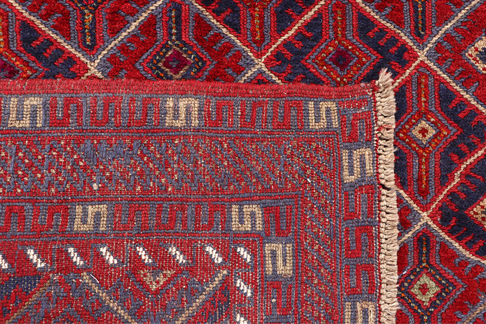 Dark Red Mashwani 3' 8 x 3' 10 - No. 63891 - ALRUG Rug Store