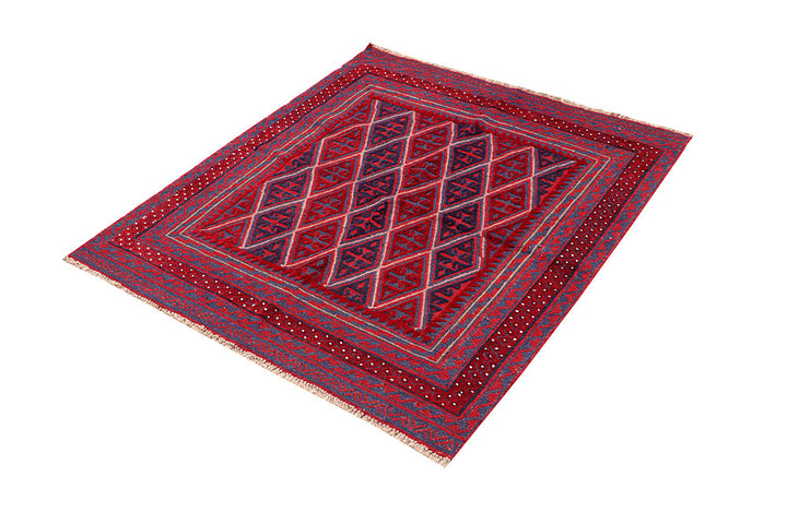 Dark Red Mashwani 3' 10 x 4' 1 - No. 63892 - ALRUG Rug Store