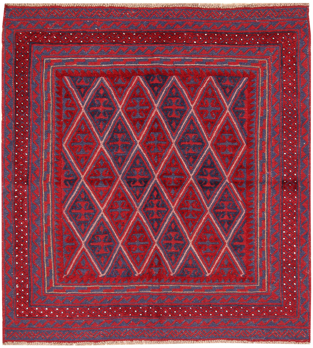 Dark Red Mashwani 3' 10 x 4' 1 - No. 63892 - ALRUG Rug Store