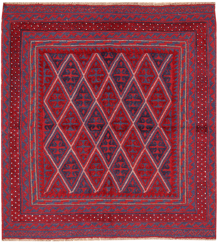 Dark Red Mashwani 3' 10 x 4' 1 - No. 63892 - ALRUG Rug Store