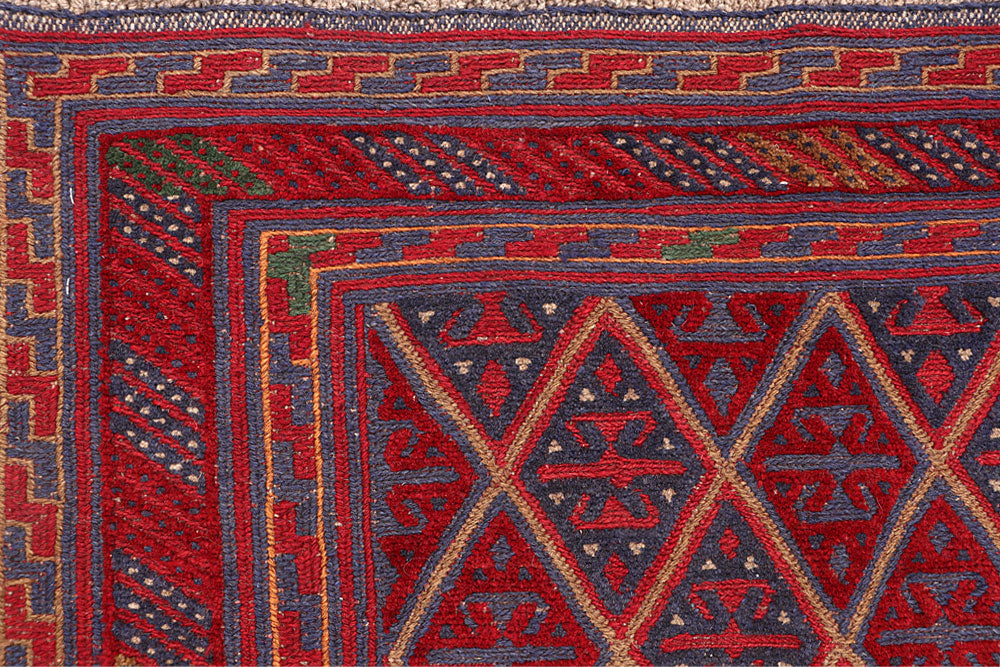 Dark Red Mashwani 3' 8 x 3' 11 - No. 63895 - ALRUG Rug Store