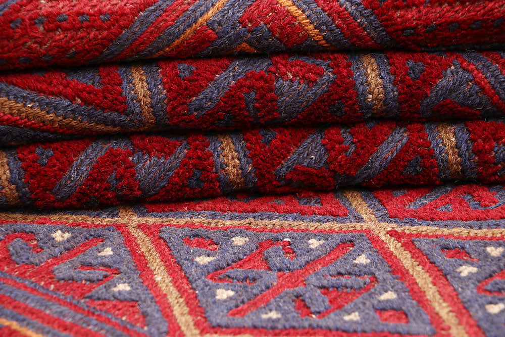 Dark Red Mashwani 3' 8 x 3' 11 - No. 63895 - ALRUG Rug Store