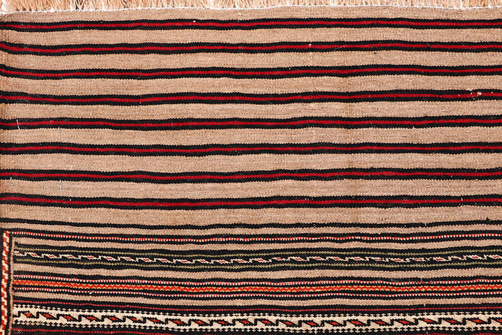 White Afghan Maliki Rug 4' 6 x 6' 4 Hand-Knotted detail