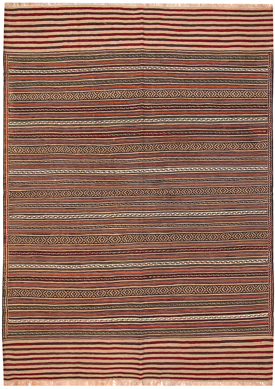 White Afghan Maliki Rug 4' 6 x 6' 4 Hand-Knotted