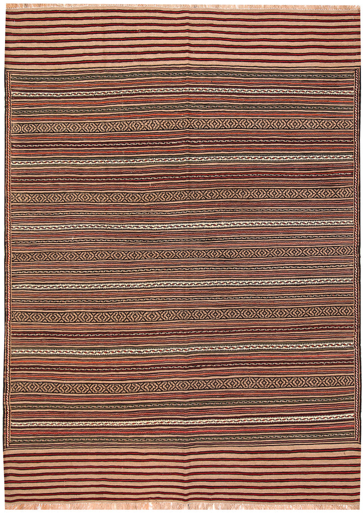 White Afghan Maliki Rug 4' 6 x 6' 4 Hand-Knotted