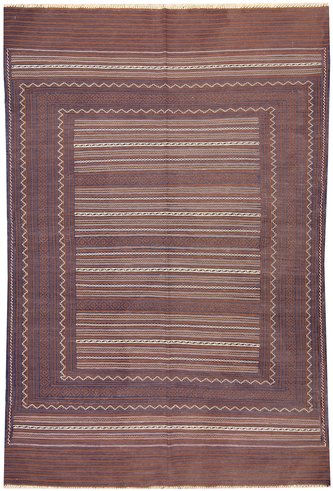 Brown Afghan Maliki Rug 4'4" x 6'7" Hand-Knotted
