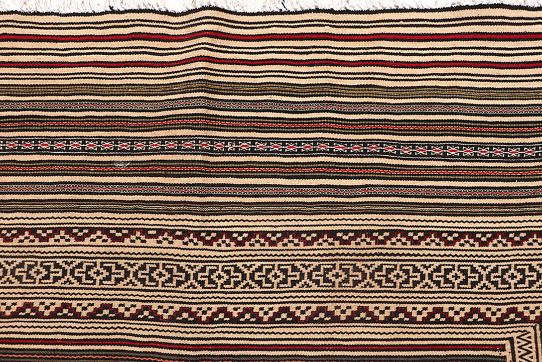 White Afghan Maliki Rug 4' 6 x 6' 3 Hand-Knotted view