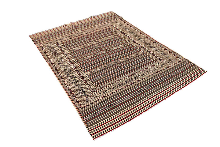 White Afghan Maliki Rug 4' 6 x 6' 3 Hand-Knotted field