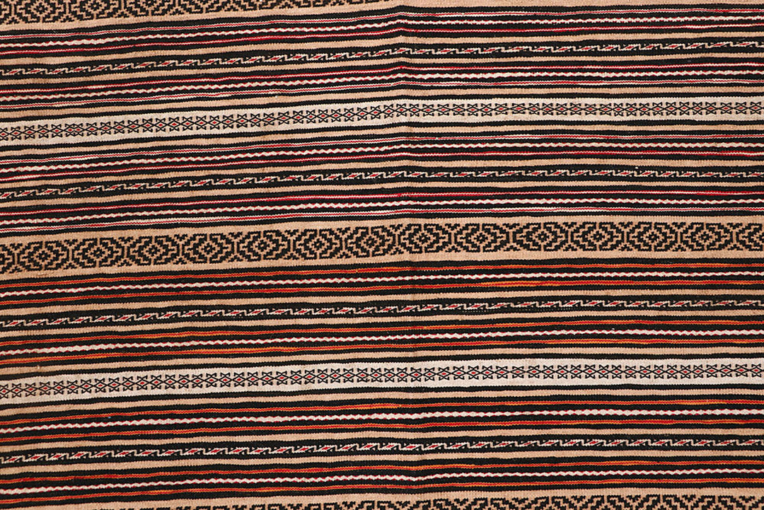 White Afghan Maliki Rug 4' 4" x 6' 5" Hand-Knotted close-up