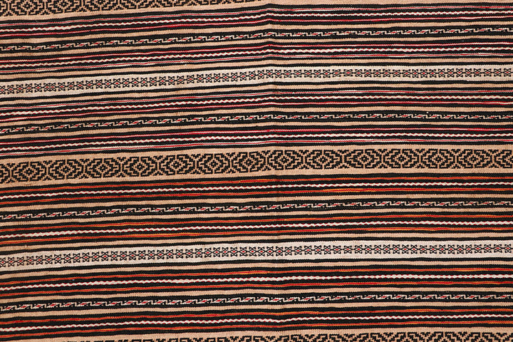 White Afghan Maliki Rug 4' 4" x 6' 5" Hand-Knotted close-up