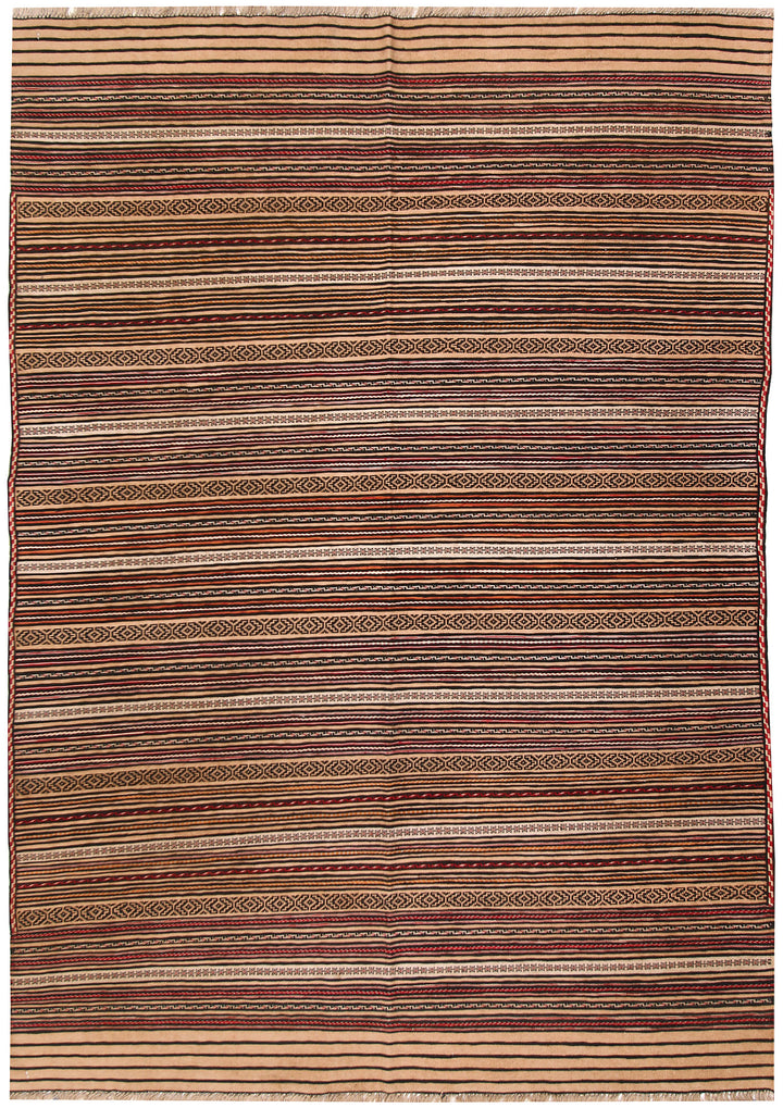 White Afghan Maliki Rug 4' 4" x 6' 5" Hand-Knotted