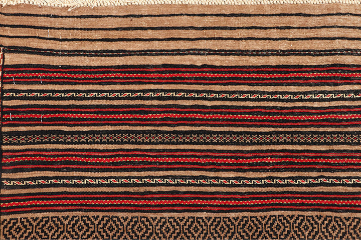 White Afghan Maliki Rug 4' 6" x 5' 9" Hand-Knotted detail