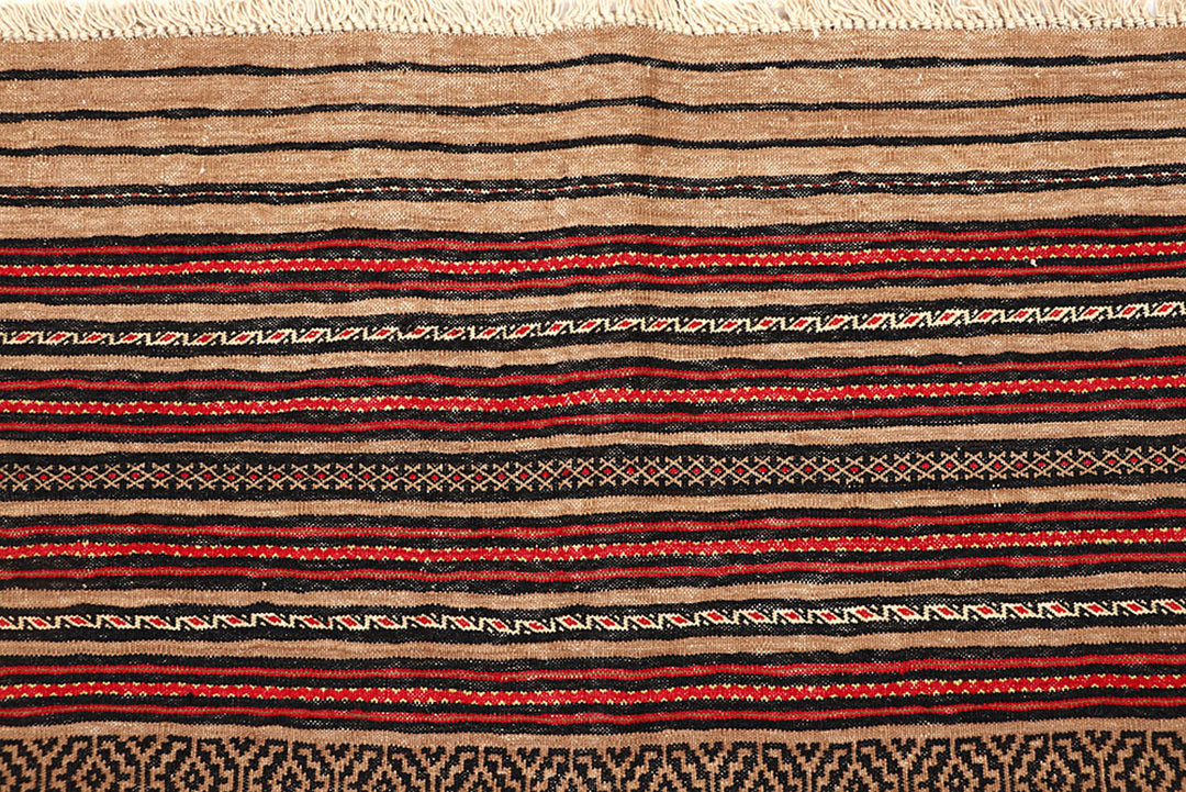 White Afghan Maliki Rug 4' 6" x 5' 9" Hand-Knotted view