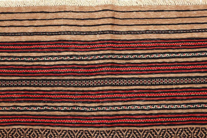 White Afghan Maliki Rug 4' 6" x 5' 9" Hand-Knotted view