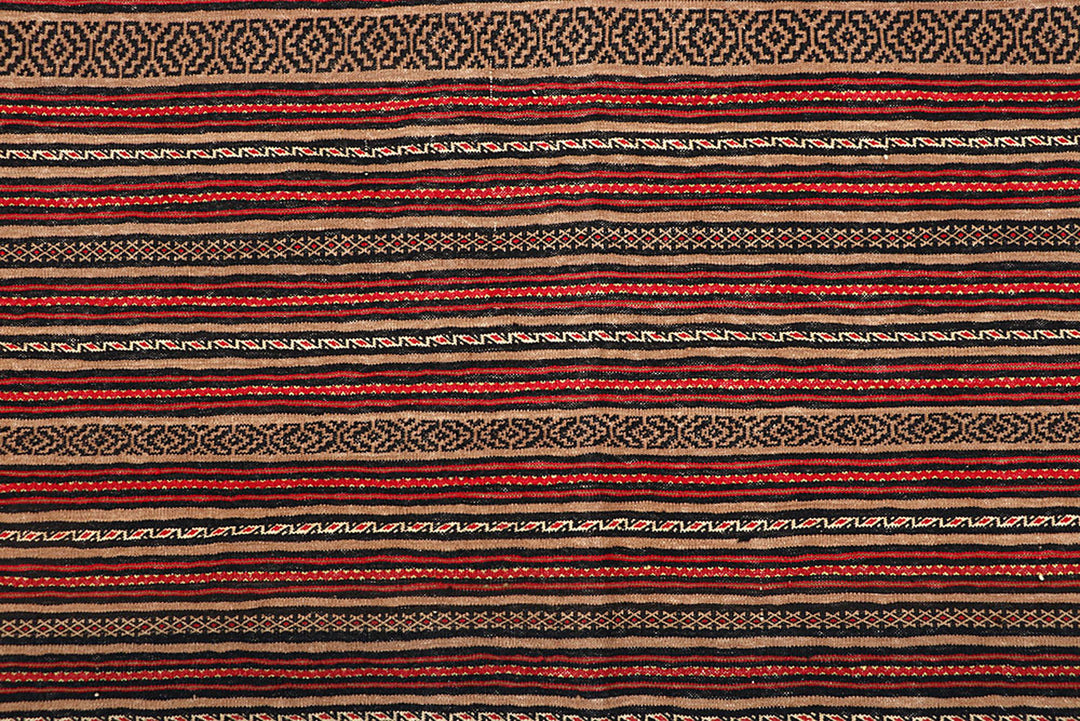 White Afghan Maliki Rug 4' 6" x 5' 9" Hand-Knotted close-up